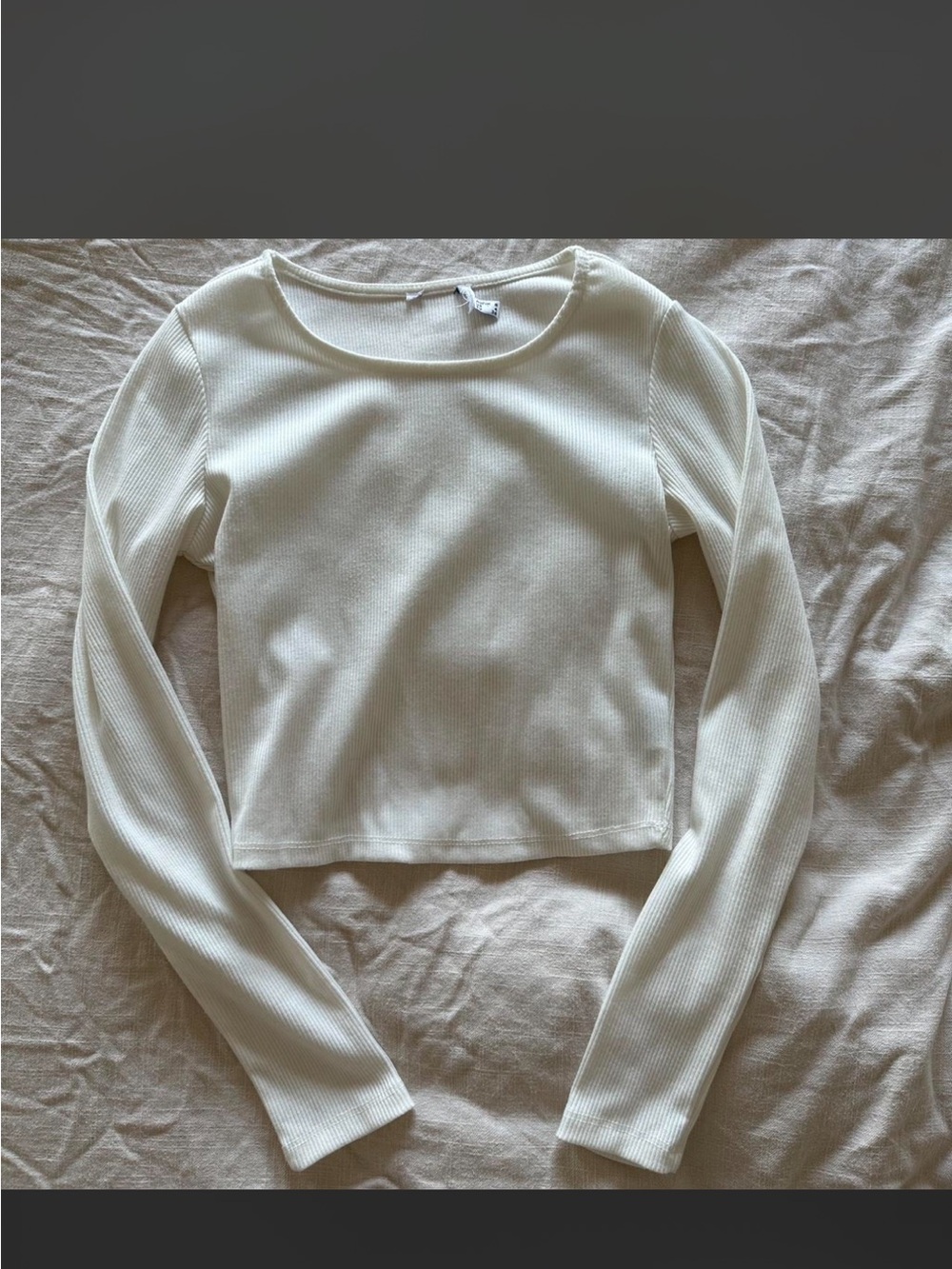 princess polly White Ribbed Long-Sleeve Top